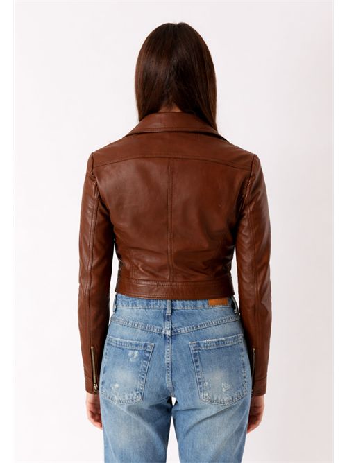 Short jacket in 100% leather GB1911 MESANGE | GB1911MARRONE SCURO