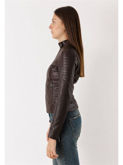 Giacca biker in vera pelle GB1953 MESANGE | GB1953MARRONE SCURO
