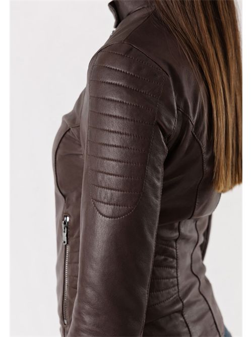 Giacca biker in vera pelle GB1953 MESANGE | GB1953MARRONE SCURO