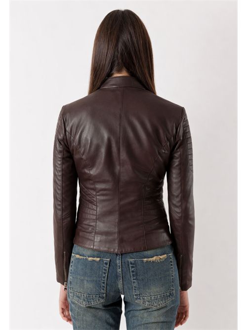 Giacca biker in vera pelle GB1953 MESANGE | GB1953MARRONE SCURO