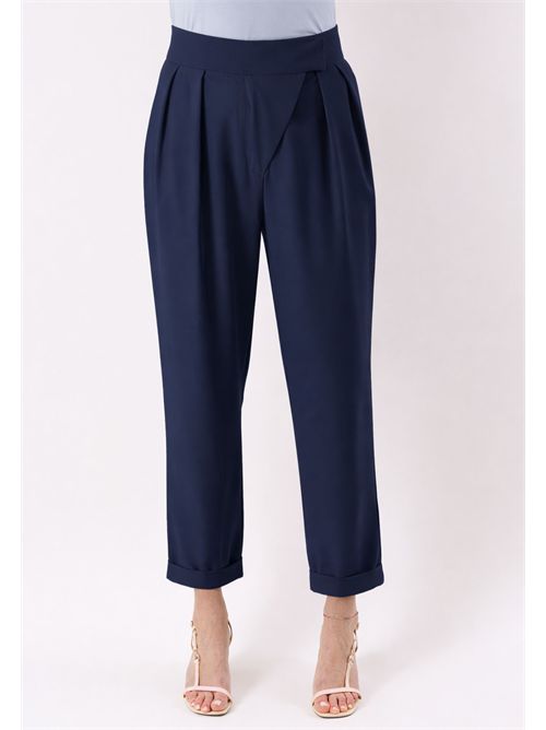 pantalone con pannelli e pieghe frontali PE26009 MESANGE | PE26009BLU