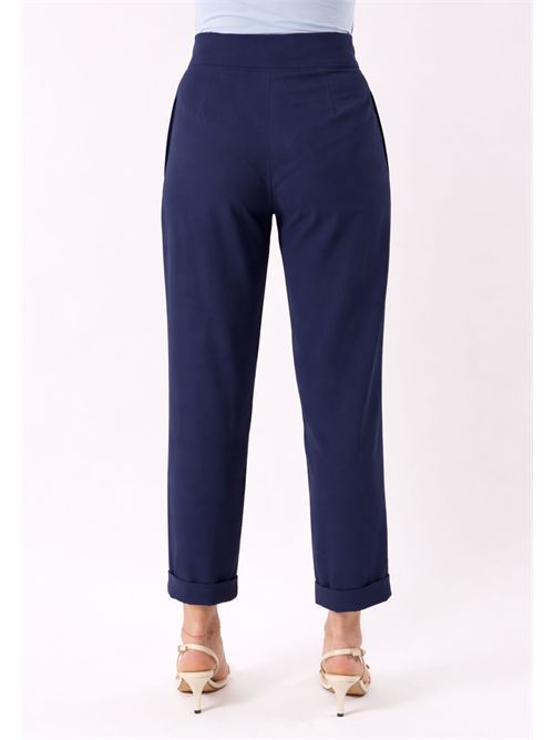 pantalone con pannelli e pieghe frontali PE26009 MESANGE | PE26009BLU