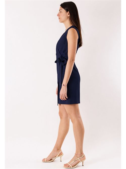 abito corto con fiocco in vita PE26010 MESANGE | PE26010BLU