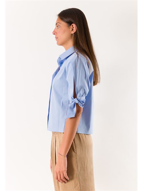 half-sleeve shirt with bows PE26130 MESANGE | PE26130CIELO