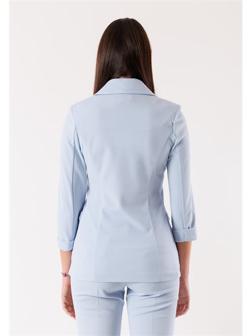 double-breasted jacket and flared pants suit PE26167 MESANGE | PE26167CIELO