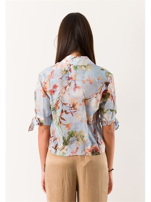 patterned shirt with bows PE26221 MESANGE | PE26221CIELO