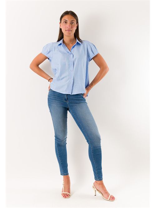 short-sleeved striped shirt PE26255 MESANGE | PE26255CIELO