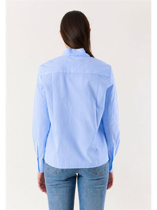 camicia tinta unita con fiocco sul collo RN3000 MESANGE | RN3000CELESTE