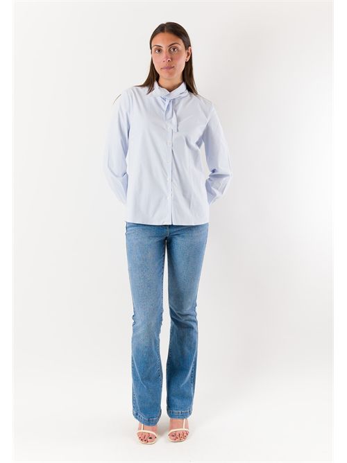 camicia a righe con fiocco sul collo RN3002 MESANGE | RN3002RIGA CELESTE