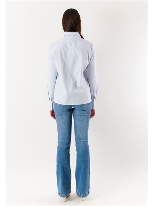 camicia a righe con fiocco sul collo RN3002 MESANGE | RN3002RIGA CELESTE