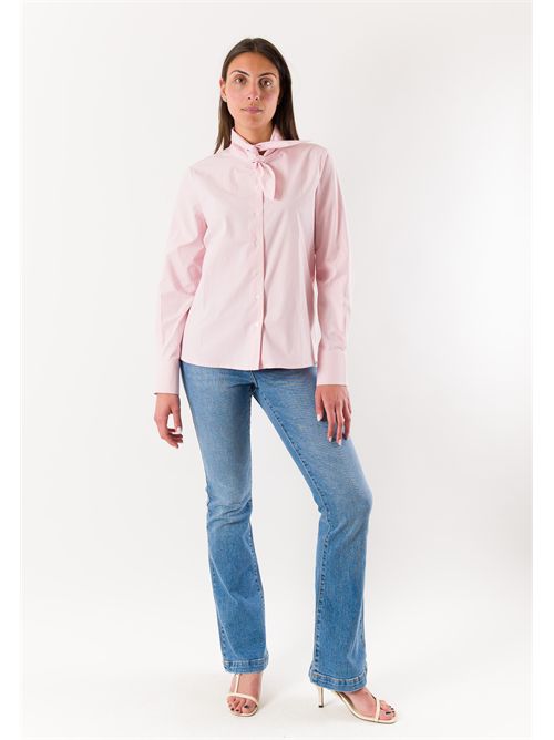 striped shirt with bow on the collar RN3002 MESANGE | RN3002RIGA ROSA