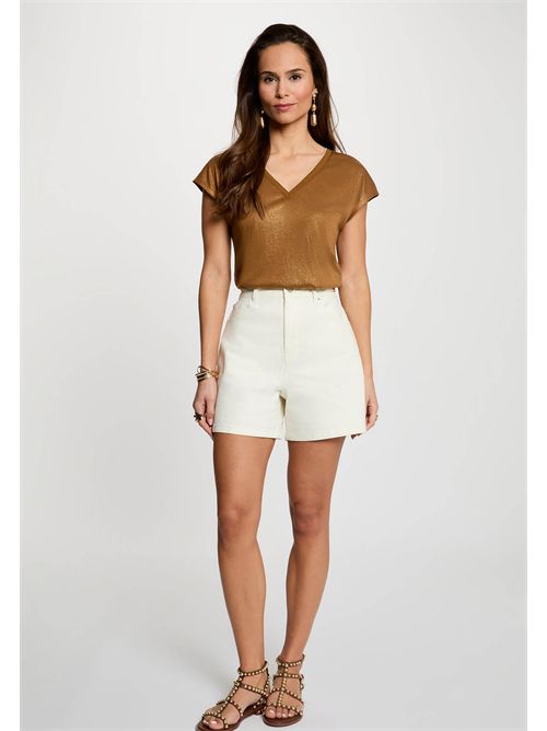 V-neck T-shirt with lurex details DAGA MORGAN DE TOI | DAGACAMEL