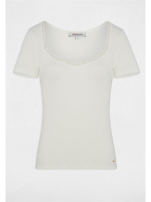 T-shirt with lace inserts DAMOUR MORGAN DE TOI | DAMOURBLANC