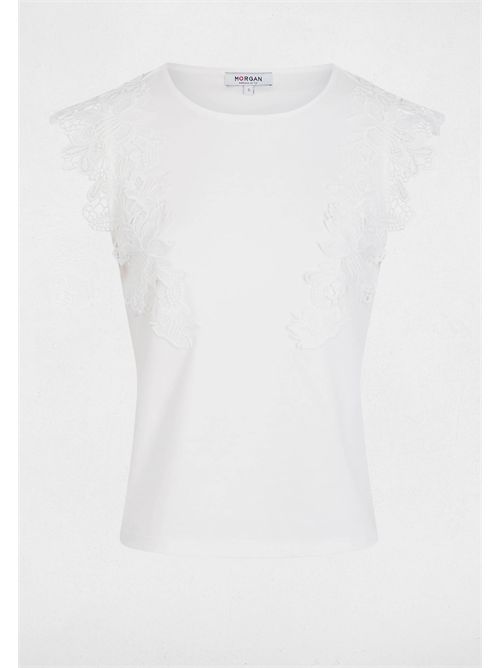 T-shirt con ricami sulle spalle DFLOWER MORGAN DE TOI | DFLOWEROFFWHITE