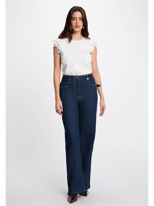 T-shirt con ricami sulle spalle DFLOWER MORGAN DE TOI | DFLOWEROFFWHITE