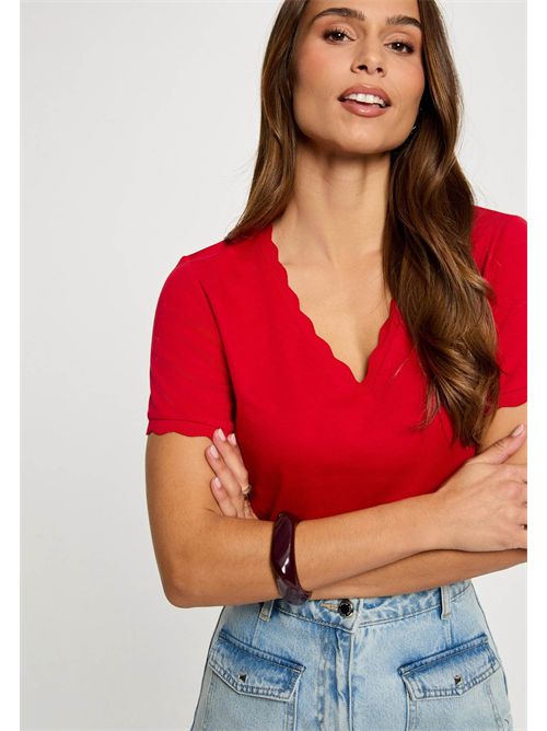 V-neck T-shirt with finished trim DIEGO1 MORGAN DE TOI | DIEGO1ROUGE