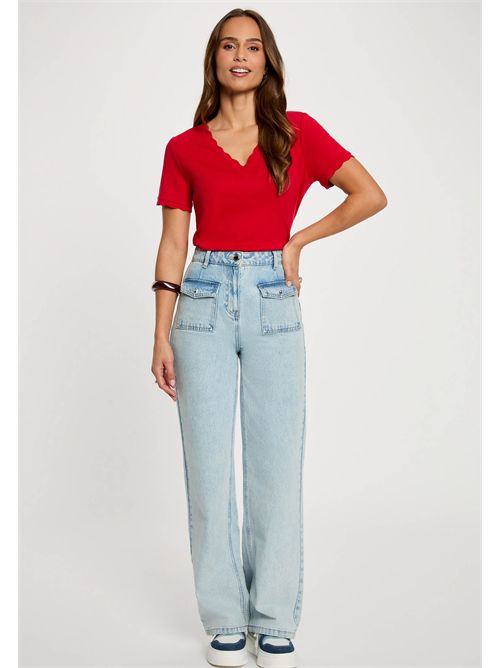 V-neck T-shirt with finished trim DIEGO1 MORGAN DE TOI | DIEGO1ROUGE