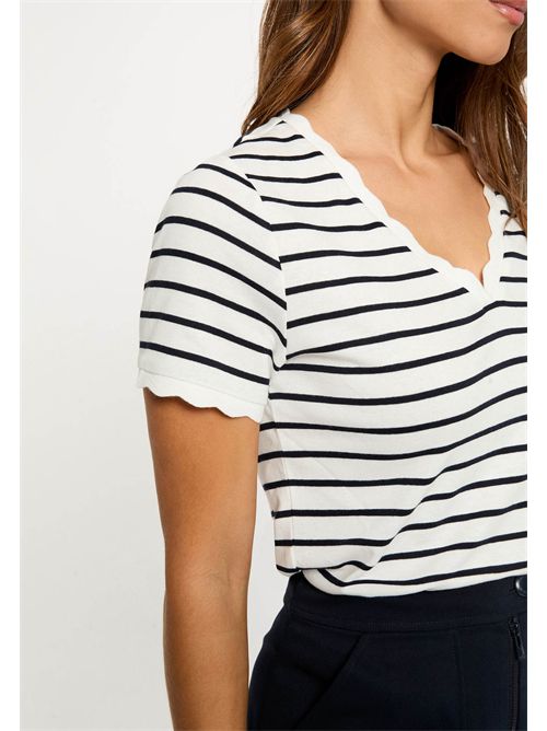 Striped V-neck T-shirt with finished edge DIEGO MORGAN DE TOI | DIEGOBLANC