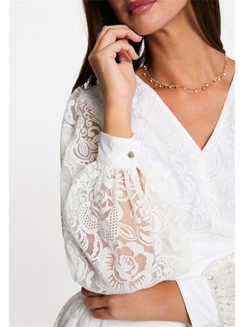 V-neck blouse with OLACO.F embroidery (FRENCH SIZES) MORGAN DE TOI | OLACO.FBLANC