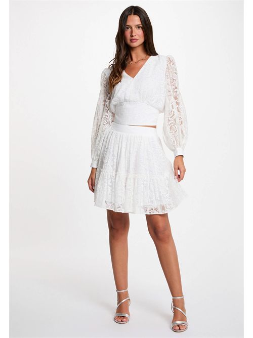 V-neck blouse with OLACO.F embroidery (FRENCH SIZES) MORGAN DE TOI | OLACO.FBLANC