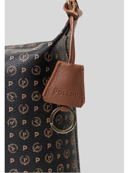 Pollini Heritage shoulder bag with all-over TE8400 logo POLLINI | TE8400PP02Q1100DNERO- VIT MARRON