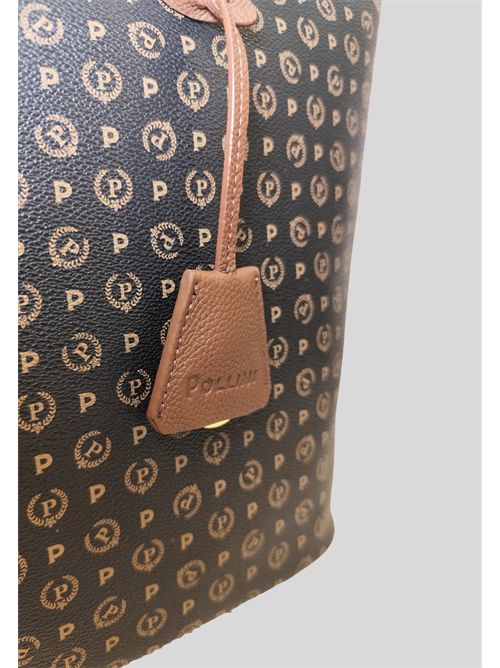 Pollini large monogram shopper TE8410PP02Q1100D POLLINI | TE8410PP02Q1100DPVC NERO - VIT MARRON