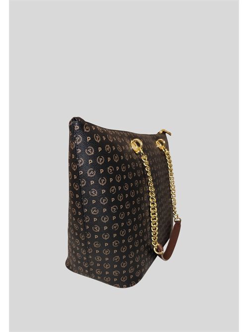 Pollini large monogram shopper TE8410PP02Q1100D POLLINI | TE8410PP02Q1100DPVC NERO - VIT MARRON