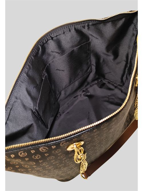 Pollini large monogram shopper TE8410PP02Q1100D POLLINI | TE8410PP02Q1100DPVC NERO - VIT MARRON
