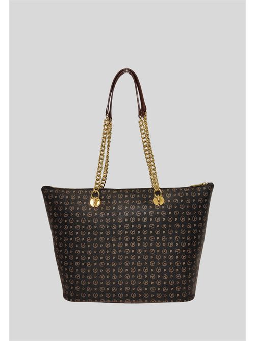 Pollini large monogram shopper TE8410PP02Q1100D POLLINI | TE8410PP02Q1100DPVC NERO - VIT MARRON