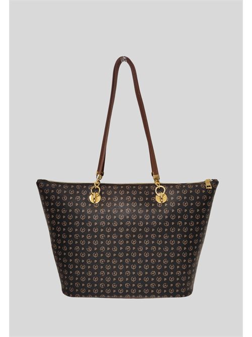 Pollini large monogram shopper TE8410PP02Q1100D POLLINI | TE8410PP02Q1100DPVC NERO - VIT MARRON
