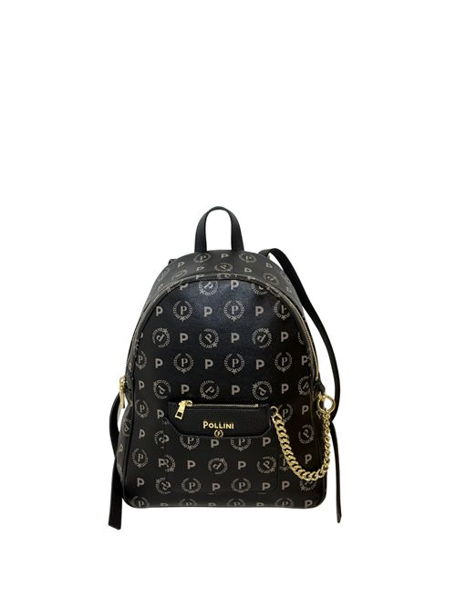 Heritage line backpack with all-over monogram and gold metal details TE8546 POLLINI | TE8546PP0NQ2D00ANERO