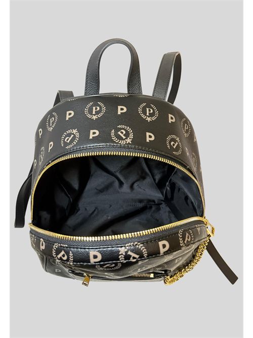 Heritage line backpack with all-over monogram and gold metal details TE8546 POLLINI | TE8546PP0NQ2D00ANERO