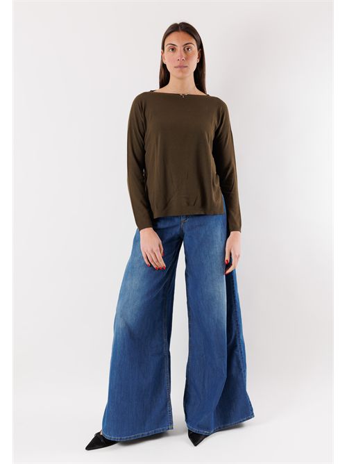 Sweater, fine knit, wide neckline and straight cut 3M0800 KONTATTO | 3M0800CKAKI