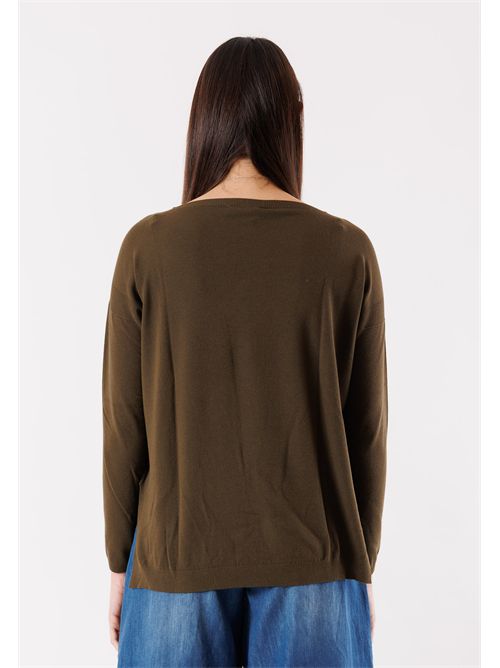 Sweater, fine knit, wide neckline and straight cut 3M0800 KONTATTO | 3M0800CKAKI