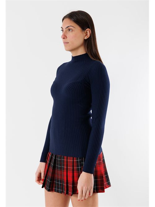 Thin ribbed pullover, with a high collar and a fitted line 3M0814 KONTATTO | 3M0814CBLU