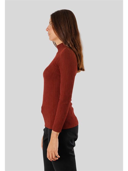 Thin ribbed pullover, with a high collar and a fitted line 3M0814 KONTATTO | 3M0814CMOGANO