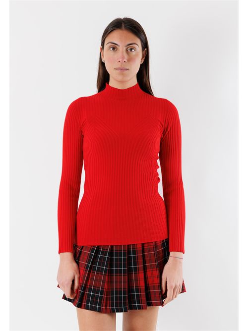 Thin ribbed pullover, with a high collar and a fitted line 3M0814 KONTATTO | 3M0814CROSSO