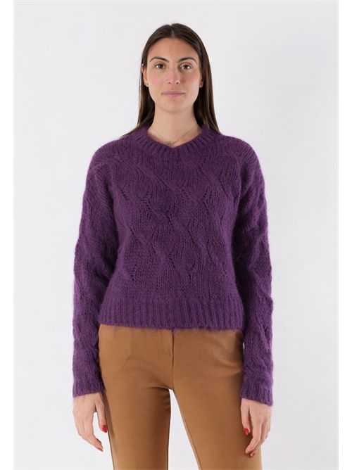 Maglia girocollo con trecce 3M0893CN KONTATTO | 3M0893CNMELANZANA