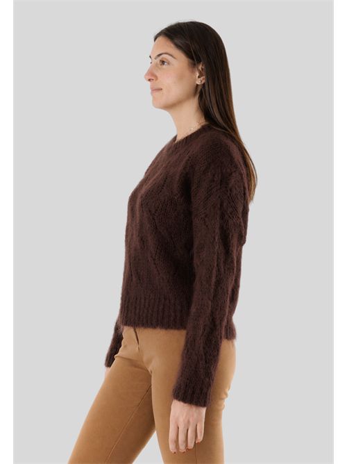 Crew neck sweater with cable knit 3M0893CN KONTATTO | 3M0893CNMORO