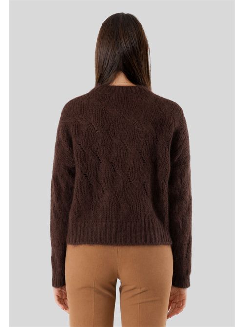 Crew neck sweater with cable knit 3M0893CN KONTATTO | 3M0893CNMORO