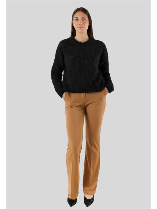 Crew neck sweater with cable knit 3M0893CN KONTATTO | 3M0893CNNERO