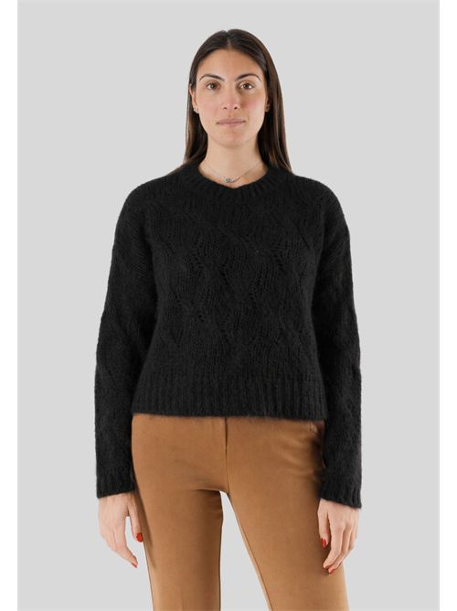 Crew neck sweater with cable knit 3M0893CN KONTATTO | 3M0893CNNERO