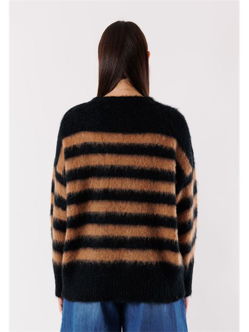 Crewneck over stripes 3M0911 KONTATTO | 3M0911CNNERO-BISCOTTO