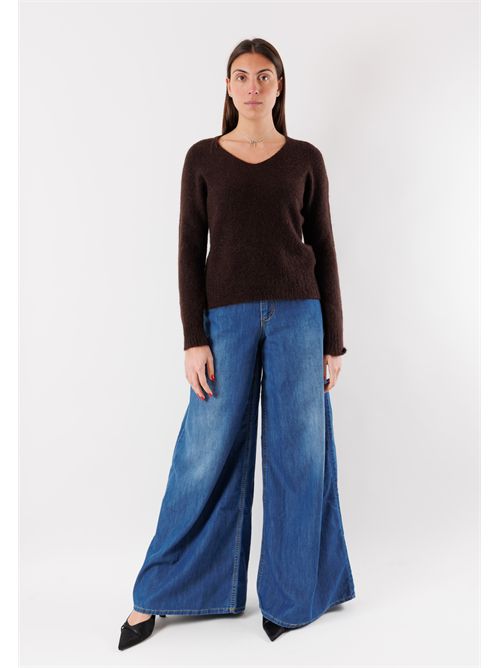 Long sleeve sweater made of bouclé yarn mixed with mohair FA119C KONTATTO | FA119CMORO