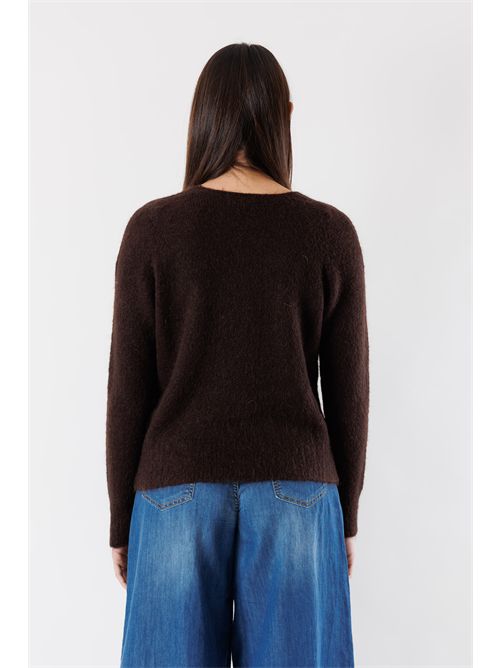 Long sleeve sweater made of bouclé yarn mixed with mohair FA119C KONTATTO | FA119CMORO