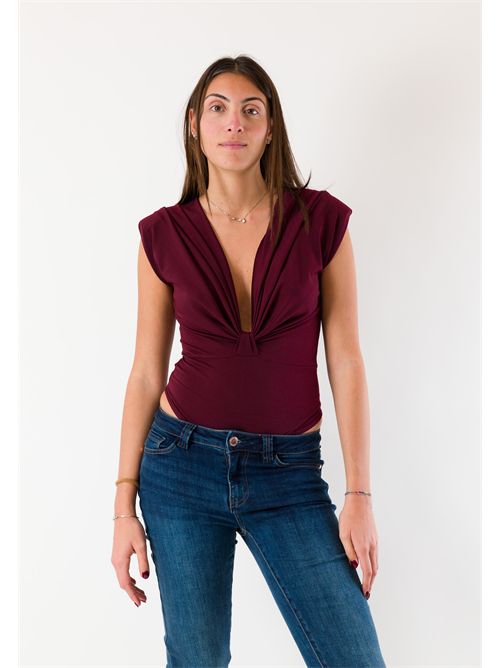 Body elegante drappeggiato nodo spalline MR5042 KONTATTO | MR5042FBORDEAUX