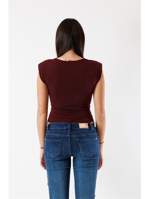 Body elegante drappeggiato nodo spalline MR5042 KONTATTO | MR5042FBORDEAUX