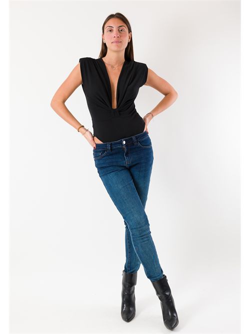 Body elegante drappeggiato nodo spalline MR5042 KONTATTO | MR5042FNERO