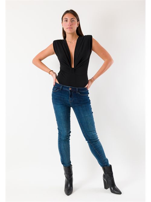 Body elegante drappeggiato nodo spalline MR5042 KONTATTO | MR5042FNERO