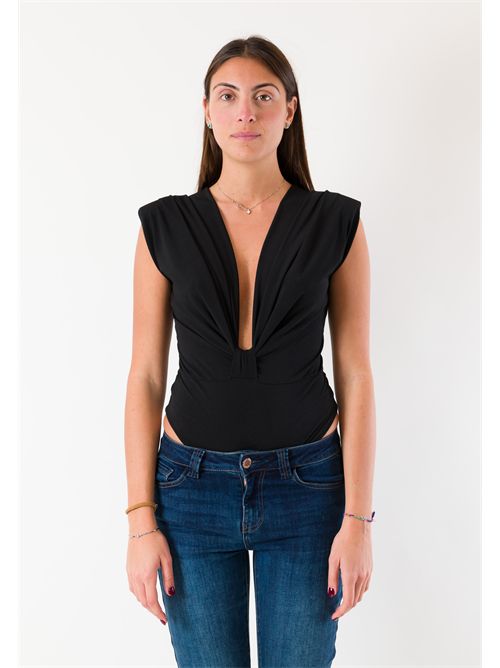Body elegante drappeggiato nodo spalline MR5042 KONTATTO | MR5042FNERO